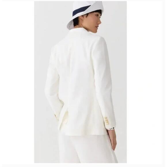 J Crew Bristol Linen Blazer 4 White Double Breasted Jacket AW081 J.Crew Nautical - Picture 2 of 10
